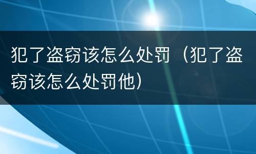 犯了盗窃该怎么处罚（犯了盗窃该怎么处罚他）