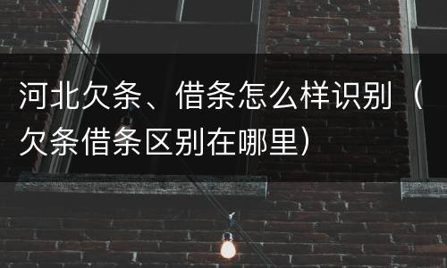 河北欠条、借条怎么样识别（欠条借条区别在哪里）