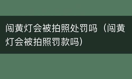 闯黄灯会被拍照处罚吗（闯黄灯会被拍照罚款吗）