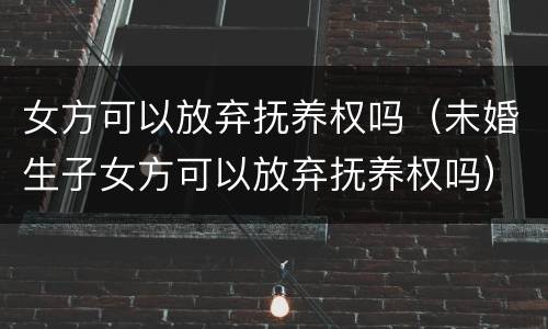 女方可以放弃抚养权吗（未婚生子女方可以放弃抚养权吗）