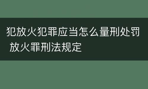 犯放火犯罪应当怎么量刑处罚 放火罪刑法规定