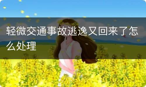 轻微交通事故逃逸又回来了怎么处理