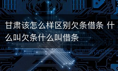 甘肃该怎么样区别欠条借条 什么叫欠条什么叫借条
