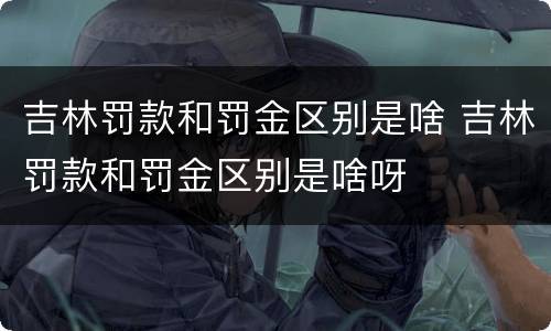 吉林罚款和罚金区别是啥 吉林罚款和罚金区别是啥呀