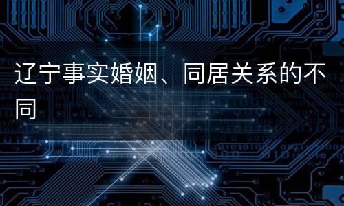 辽宁事实婚姻、同居关系的不同