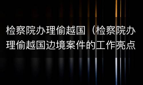 检察院办理偷越国（检察院办理偷越国边境案件的工作亮点）