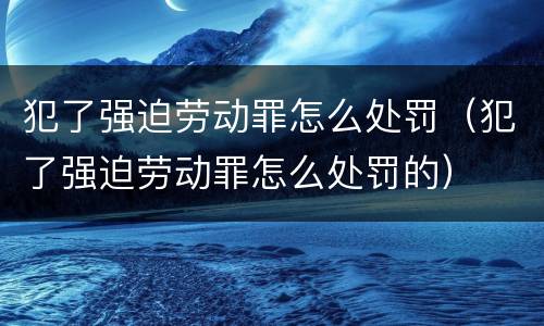 犯了强迫劳动罪怎么处罚（犯了强迫劳动罪怎么处罚的）