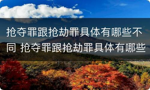 抢夺罪跟抢劫罪具体有哪些不同 抢夺罪跟抢劫罪具体有哪些不同之处