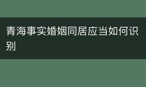 青海事实婚姻同居应当如何识别