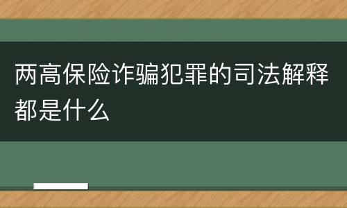 两高保险诈骗犯罪的司法解释都是什么