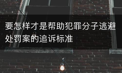 要怎样才是帮助犯罪分子逃避处罚案的追诉标准