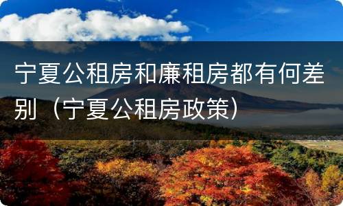 宁夏公租房和廉租房都有何差别（宁夏公租房政策）