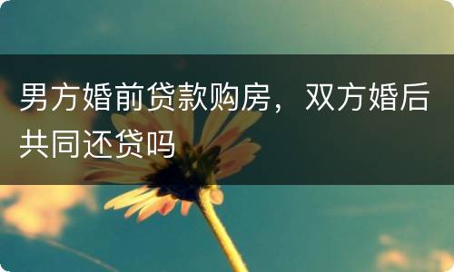 男方婚前贷款购房，双方婚后共同还贷吗