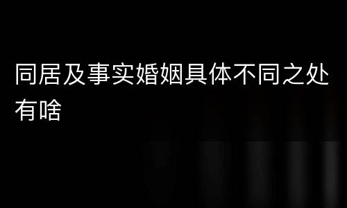 同居及事实婚姻具体不同之处有啥
