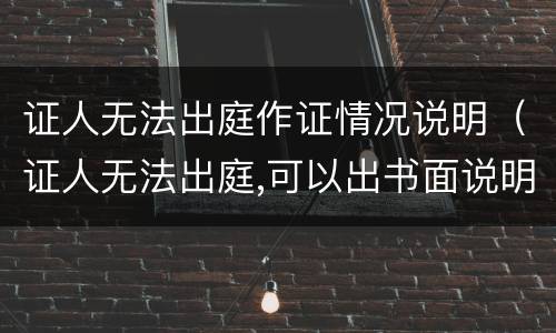 证人无法出庭作证情况说明（证人无法出庭,可以出书面说明吗）