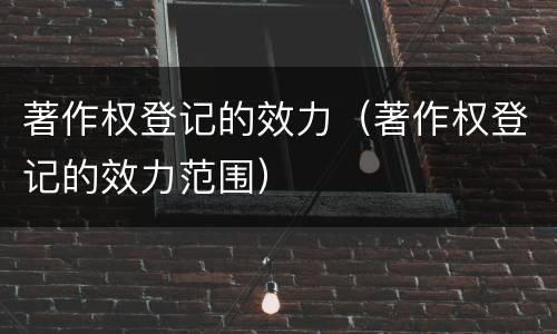 著作权登记的效力（著作权登记的效力范围）