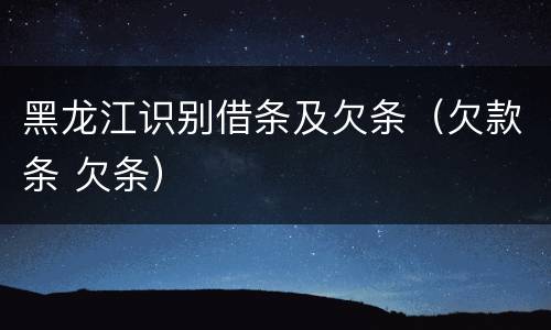 黑龙江识别借条及欠条（欠款条 欠条）