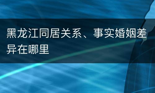 黑龙江同居关系、事实婚姻差异在哪里