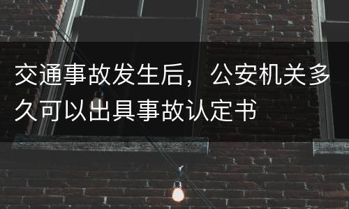 交通事故发生后，公安机关多久可以出具事故认定书