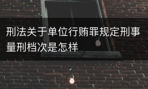 刑法关于单位行贿罪规定刑事量刑档次是怎样