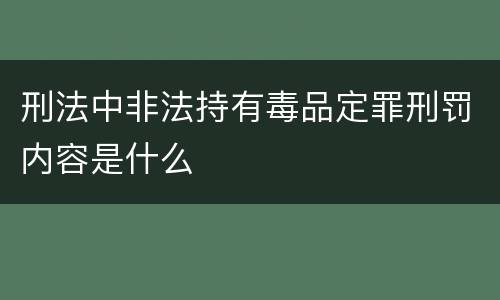 刑法中非法持有毒品定罪刑罚内容是什么