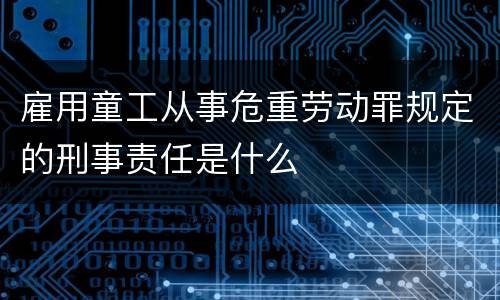 雇用童工从事危重劳动罪规定的刑事责任是什么