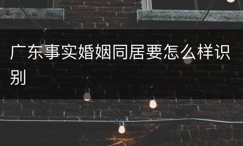 广东事实婚姻同居要怎么样识别