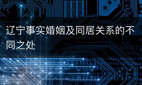 辽宁事实婚姻及同居关系的不同之处