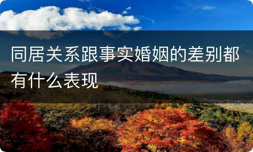 同居关系跟事实婚姻的差别都有什么表现