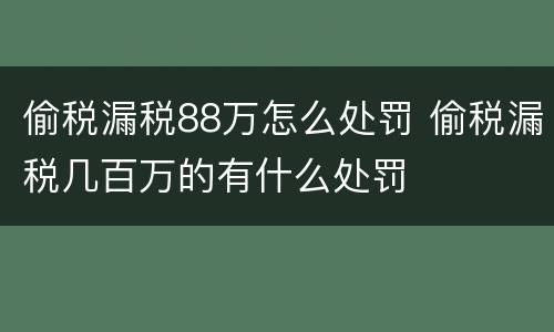 偷税漏税88万怎么处罚 偷税漏税几百万的有什么处罚