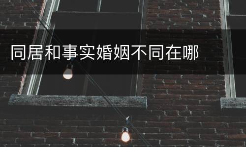 同居和事实婚姻不同在哪