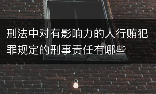 刑法中对有影响力的人行贿犯罪规定的刑事责任有哪些