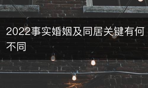 2022事实婚姻及同居关键有何不同