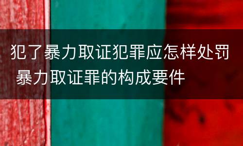 犯了暴力取证犯罪应怎样处罚 暴力取证罪的构成要件