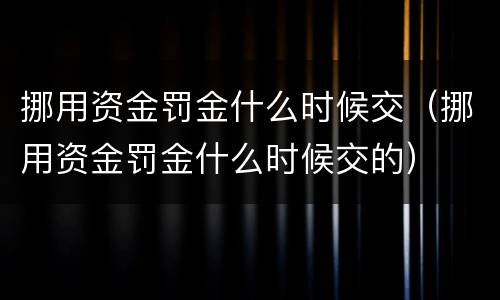 挪用资金罚金什么时候交（挪用资金罚金什么时候交的）