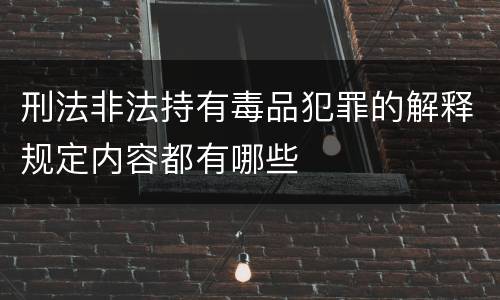 刑法非法持有毒品犯罪的解释规定内容都有哪些