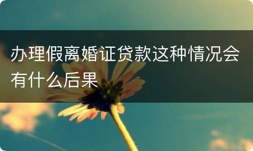 办理假离婚证贷款这种情况会有什么后果