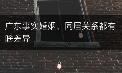 广东事实婚姻、同居关系都有啥差异
