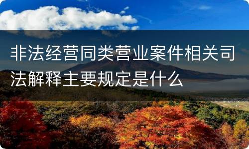 非法经营同类营业案件相关司法解释主要规定是什么
