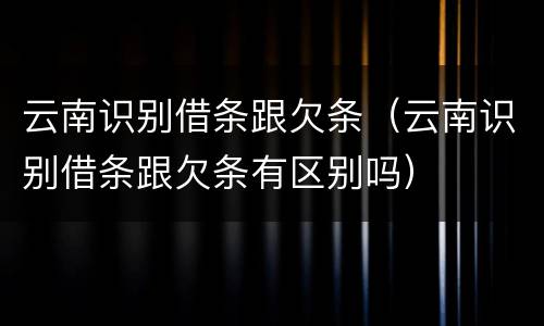 云南识别借条跟欠条（云南识别借条跟欠条有区别吗）