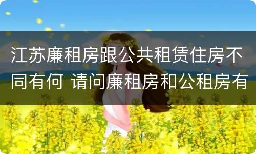 江苏廉租房跟公共租赁住房不同有何 请问廉租房和公租房有什么区别?