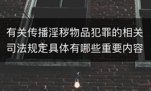有关传播淫秽物品犯罪的相关司法规定具体有哪些重要内容