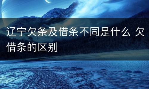 辽宁欠条及借条不同是什么 欠借条的区别
