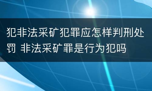 犯非法采矿犯罪应怎样判刑处罚 非法采矿罪是行为犯吗