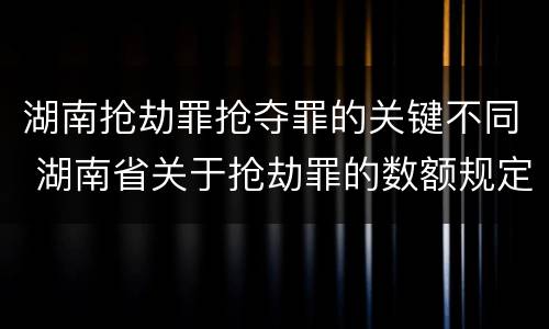 湖南抢劫罪抢夺罪的关键不同 湖南省关于抢劫罪的数额规定
