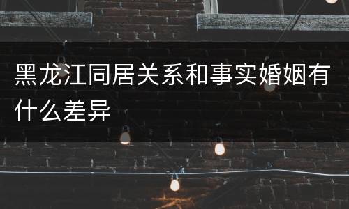 黑龙江同居关系和事实婚姻有什么差异