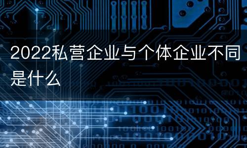 2022私营企业与个体企业不同是什么