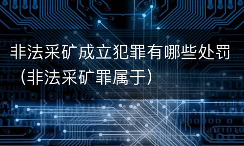 非法采矿成立犯罪有哪些处罚（非法采矿罪属于）