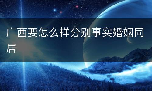 广西要怎么样分别事实婚姻同居