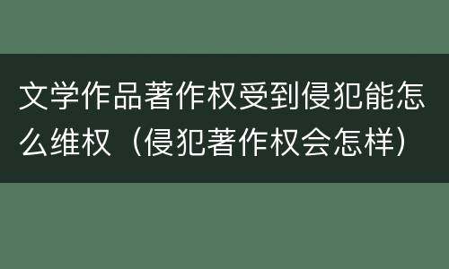 文学作品著作权受到侵犯能怎么维权（侵犯著作权会怎样）